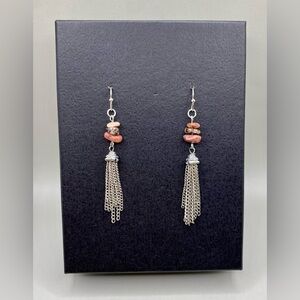 🪷Rhodonite Chain Tassel Earrings